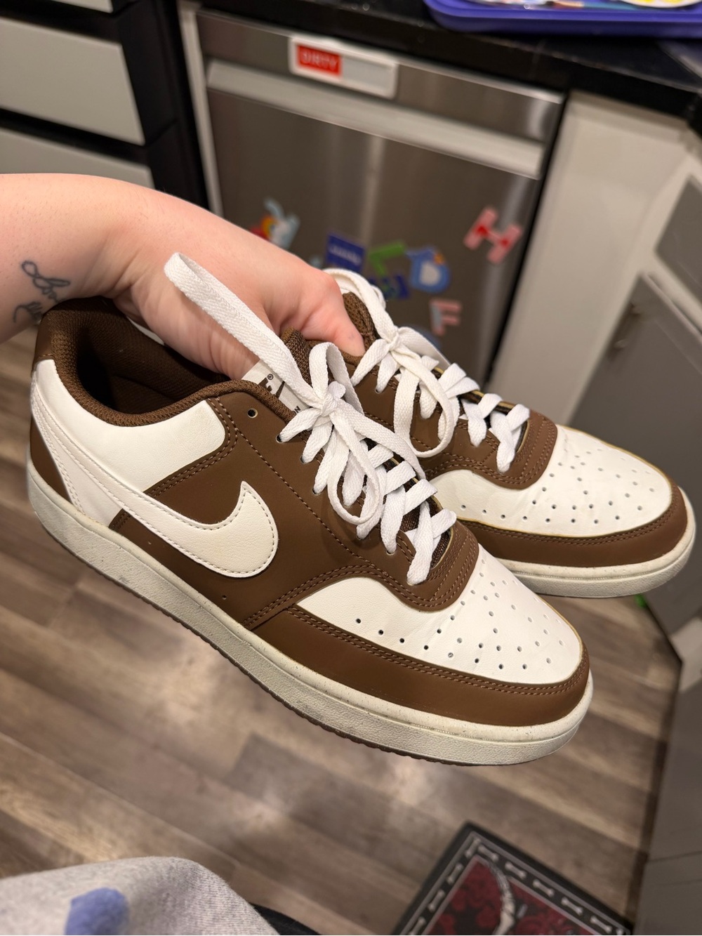 brown & white nike pandas size 9